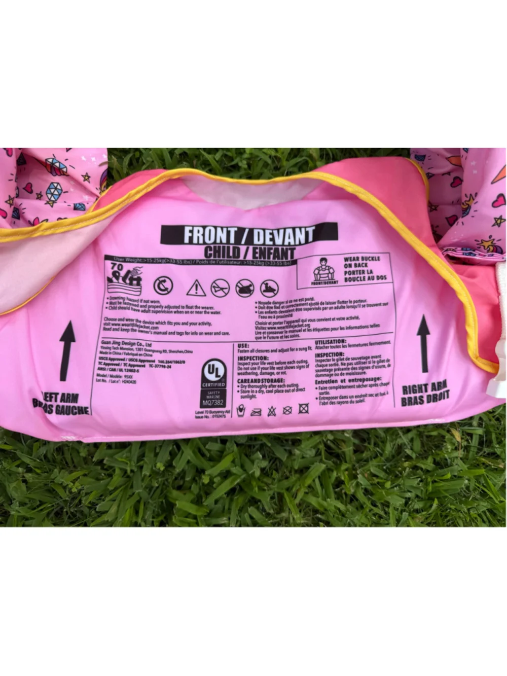 Kids Unicorn Swim Life Vest Puddle Jumper Pink Yellow 33-55 lbs